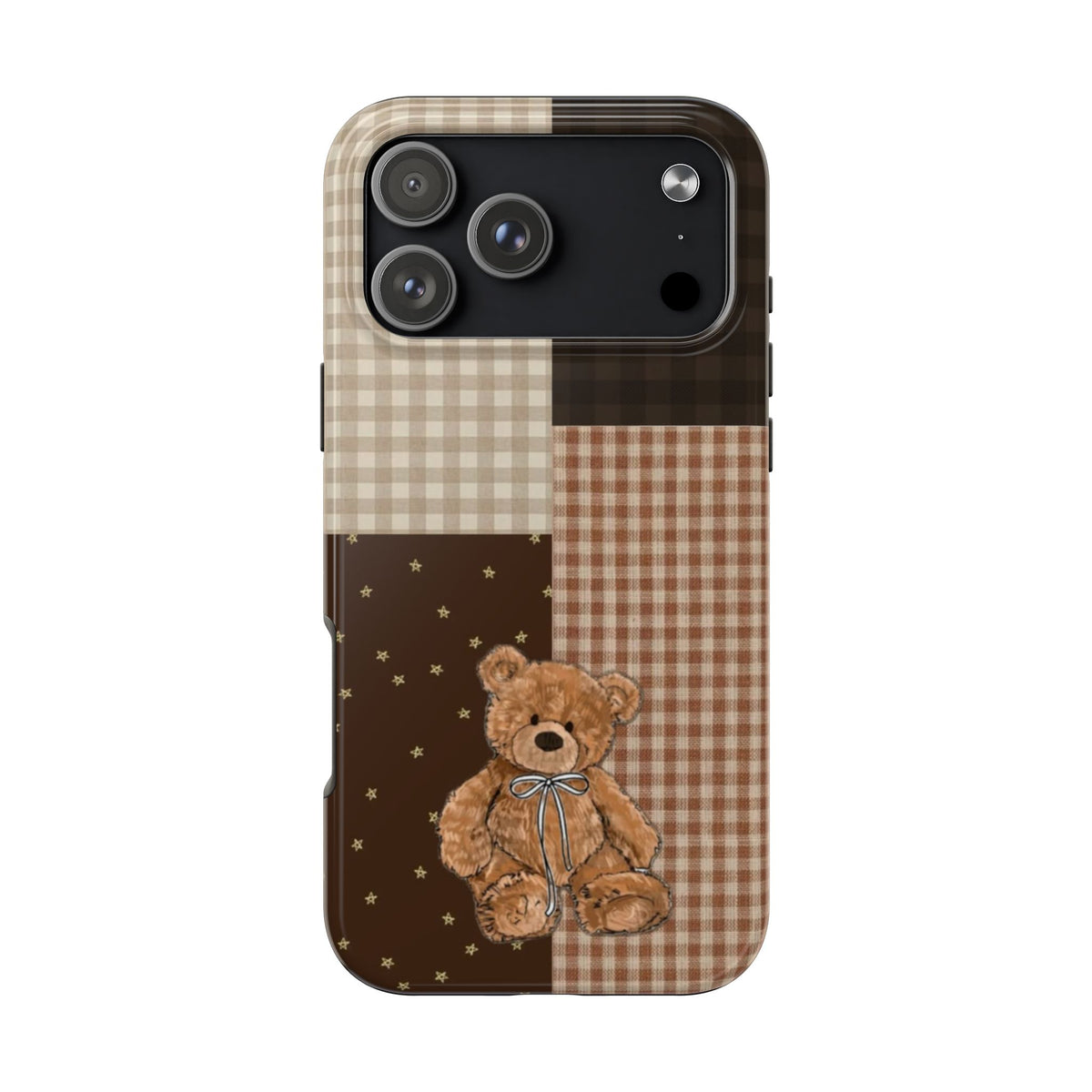 BROWN FALL PATCHWORK TEDDY BEAR PHONE CASE
