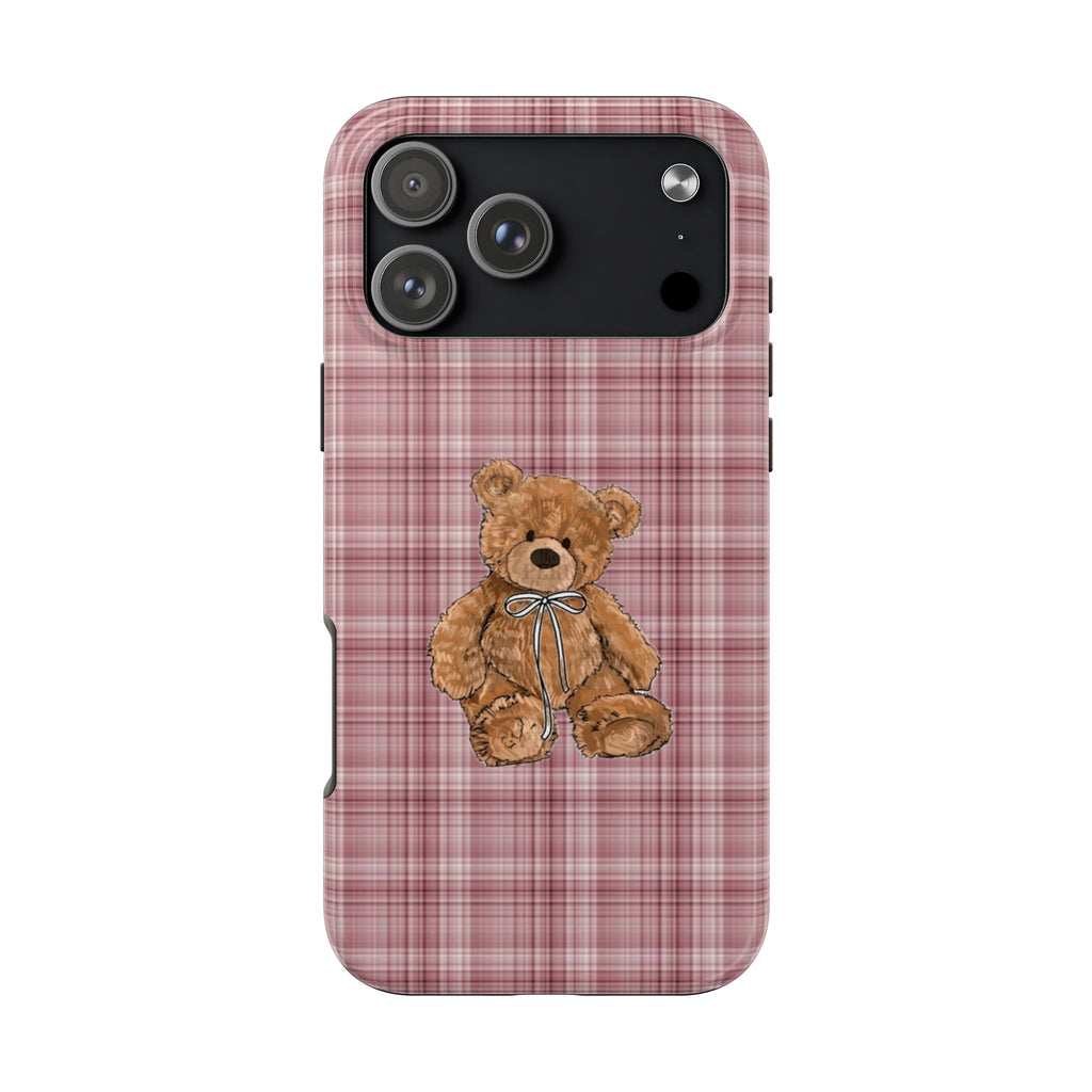 ROSEWOOD PLAID TEDDY BEAR PHONE CASE