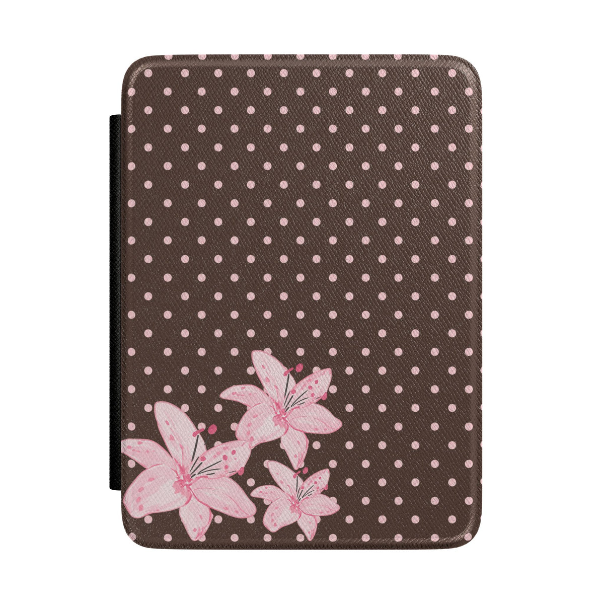 BROWN POLKA DOTS PINK FLORAL KINDLE CASE HARDCOVER