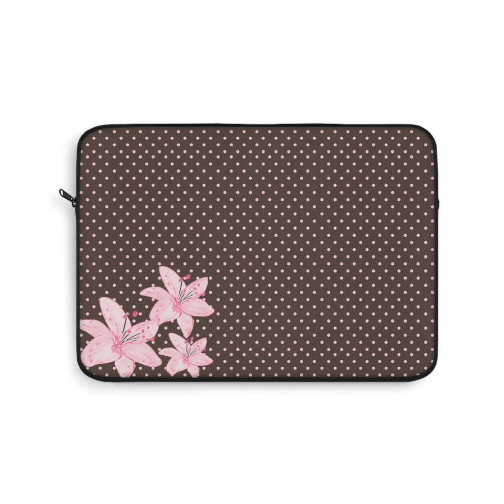 BROWN POLKA DOTS PINK FLORAL KINDLE IPAD & LAPTOP SLEEVE