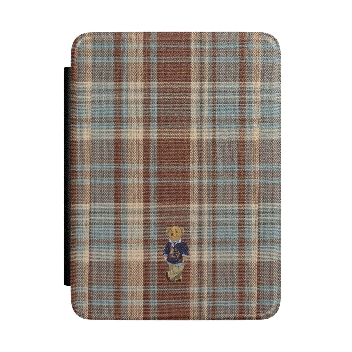 BROWN PLAID MINI TEDDY BEAR KINDLE CASE HARDCOVER