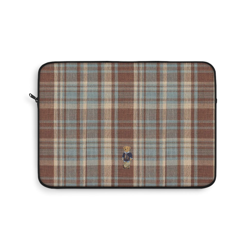 BROWN PLAID MINI TEDDY BEAR KINDLE IPAD & LAPTOP SLEEVE