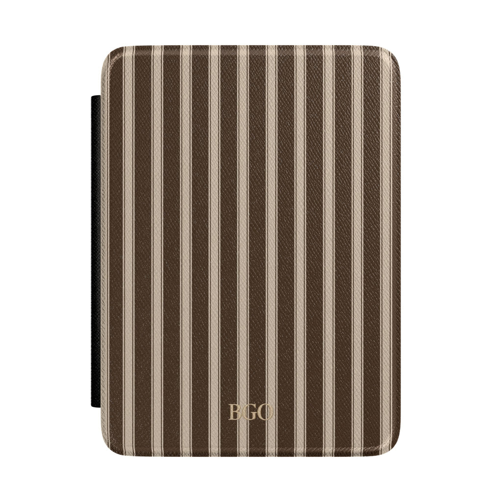 PERSONALIZED BROWN CLASSIC STRIPES INITIALS NAME KINDLE CASE HARDCOVER