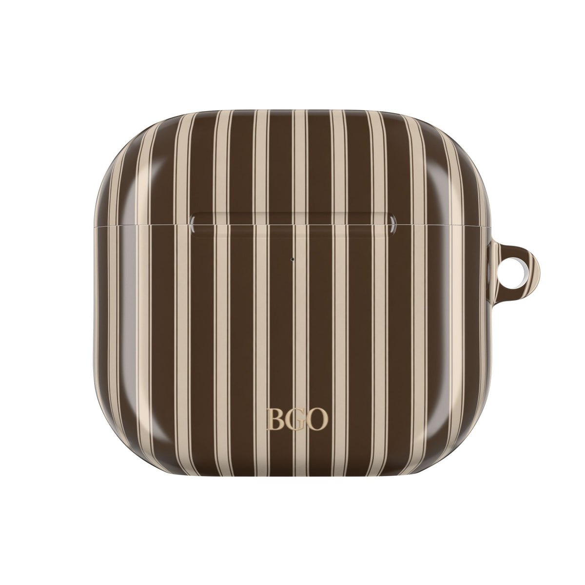 PERSONALIZED BROWN CLASSIC STRIPES INITIALS NAME AIRPOD CASE