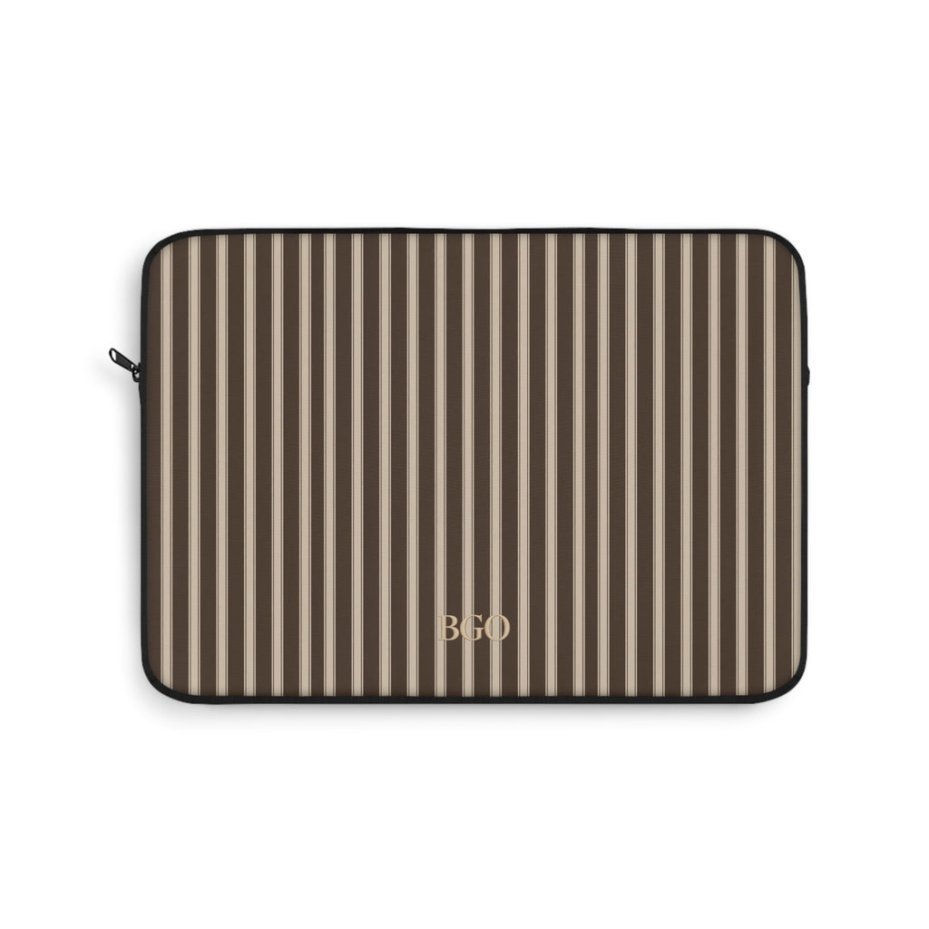 PERSONALIZED BROWN CLASSIC STRIPES INITIALS NAME KINDLE IPAD & LAPTOP SLEEVE