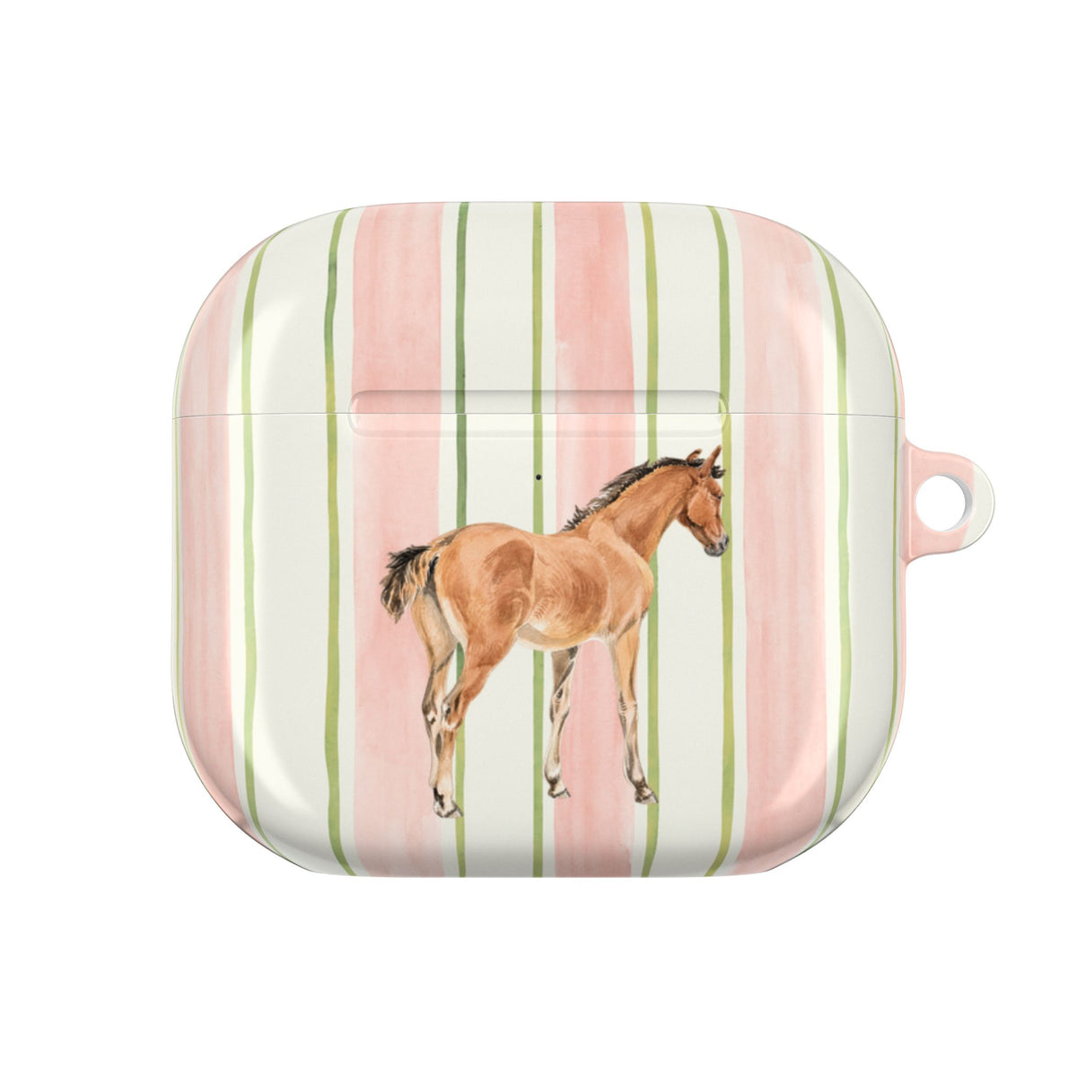PINK STRIPES HORSE AIRPOD CASE