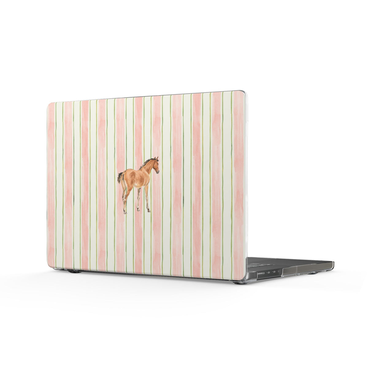 PINK STRIPES HORSE MACBOOK COVERS