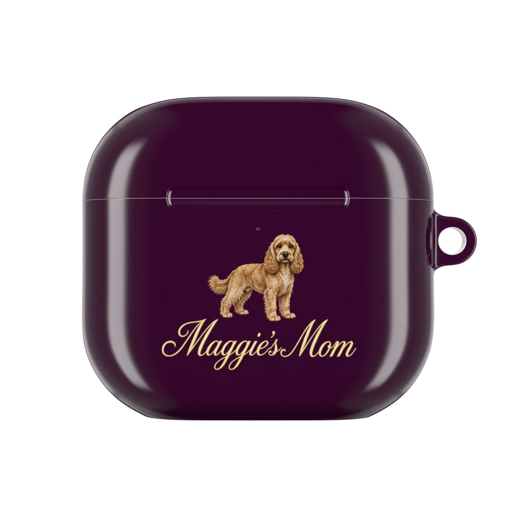 PERSONALIZED DEEP PURPLE COCKAPOO DOG MOM CUSTOM NAME AIRPOD CASE