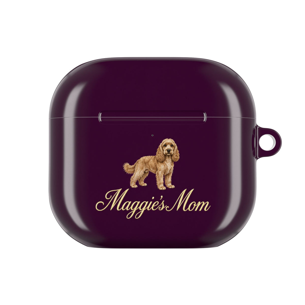 PERSONALIZED DEEP PURPLE COCKAPOO DOG MOM CUSTOM NAME AIRPOD CASE