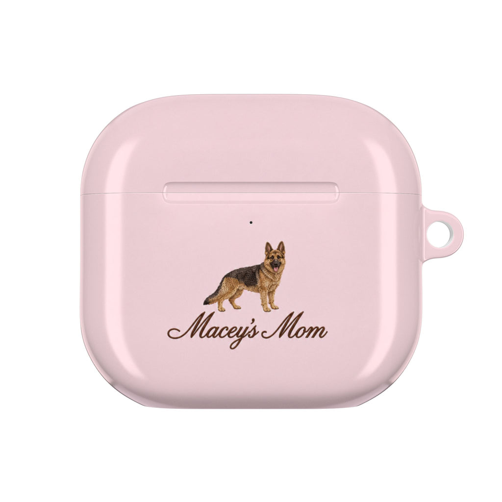 PERSONALIZED BABY PINK GERMAN SHEPHERD DOG MOM CUSTOM NAME AIRPOD CASE