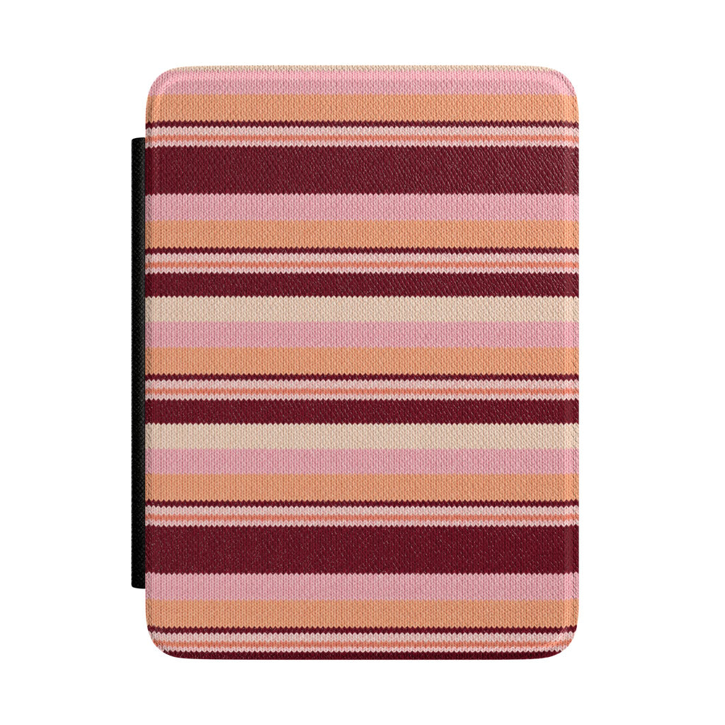 PEACH MERLOT STRIPES KINDLE CASE HARDCOVER