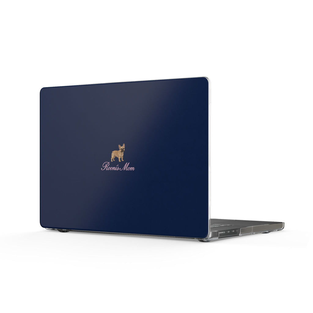 PERSONALIZED NAVY BLUE FRENCH BULLDOG DOG MOM CUSTOM NAME MACBOOK COVERS