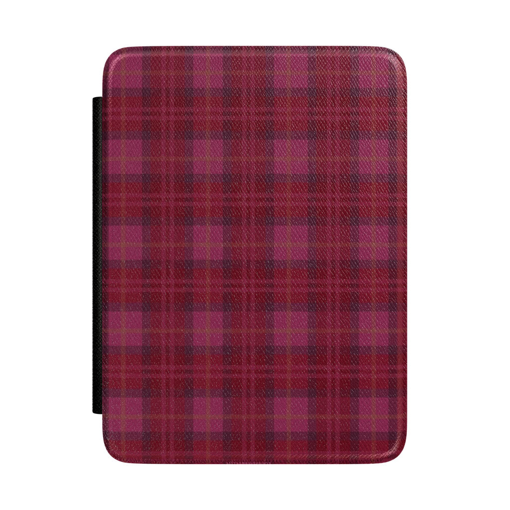 SCARLET RED BURGUNDY PLAID KINDLE CASE HARDCOVER