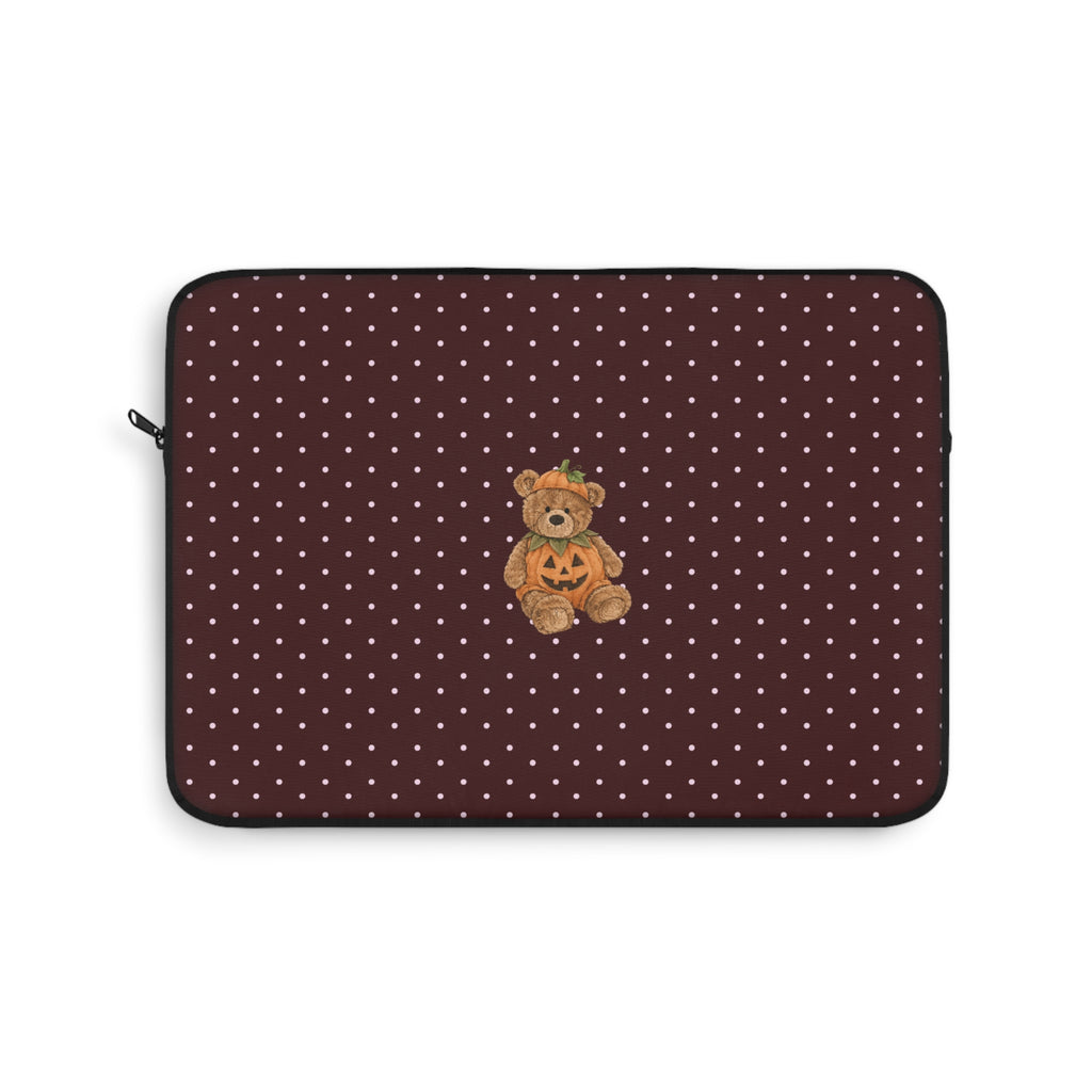 BURGUNDY POLKA DOTS HALLOWEEN TEDDY BEAR KINDLE IPAD & LAPTOP SLEEVE