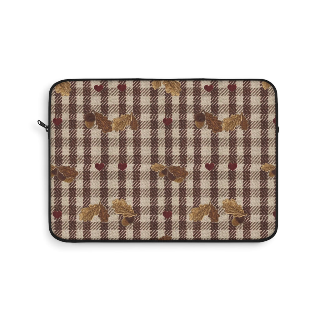 CHESTNUT GINGHAM FALL LEAVES KINDLE IPAD & LAPTOP SLEEVE
