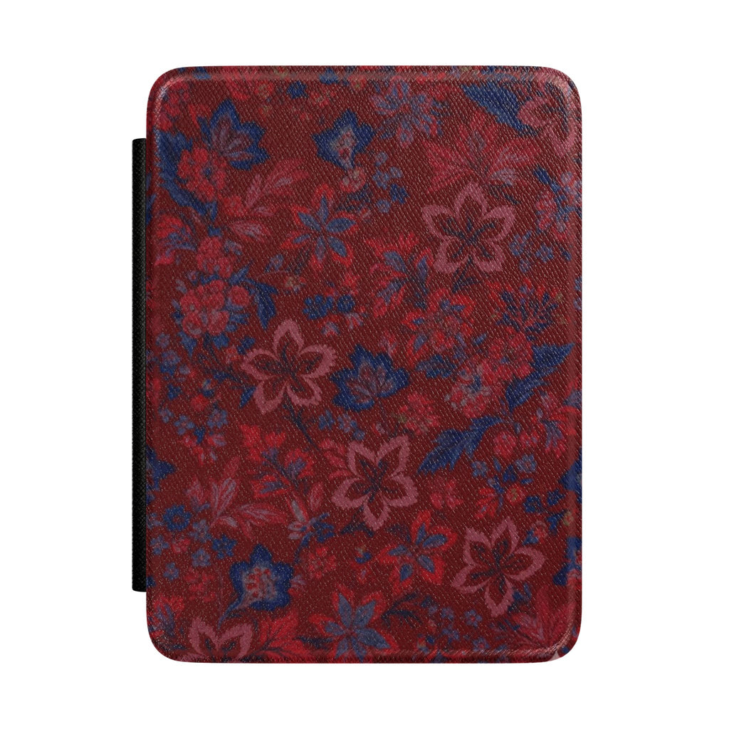 BURGUNDY BLUE FLORAL KINDLE CASE HARDCOVER