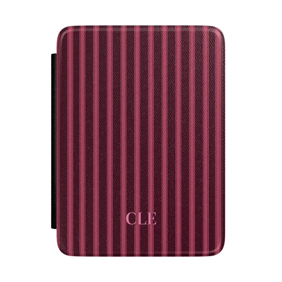PERSONALIZED DARK CHERRY CLASSIC STRIPES INITIALS CUSTOM NAME KINDLE CASE HARDCOVER