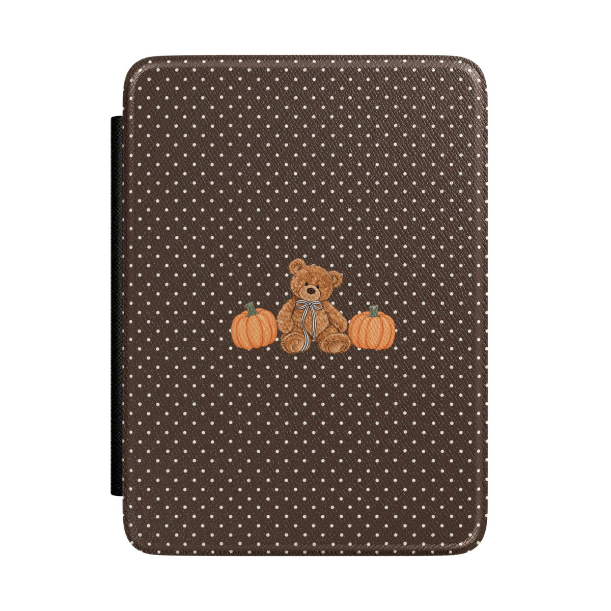 BROWN POLKA DOTS PUMPKIN TEDDY BEAR KINDLE CASE HARDCOVER