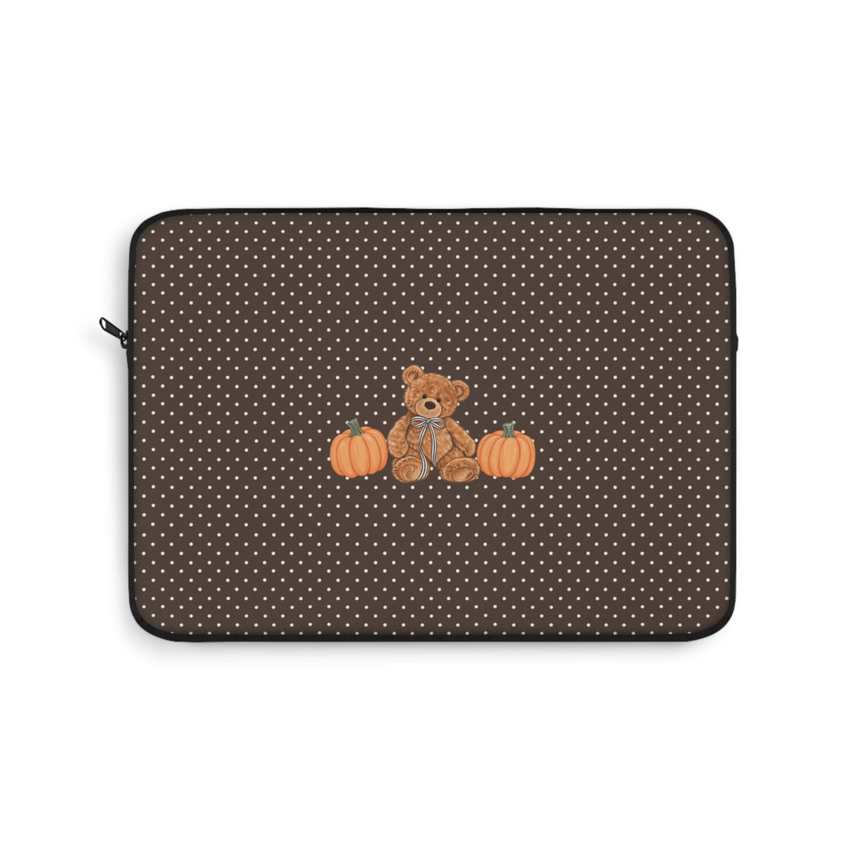 BROWN POLKA DOTS PUMPKIN TEDDY BEAR KINDLE IPAD & LAPTOP SLEEVE
