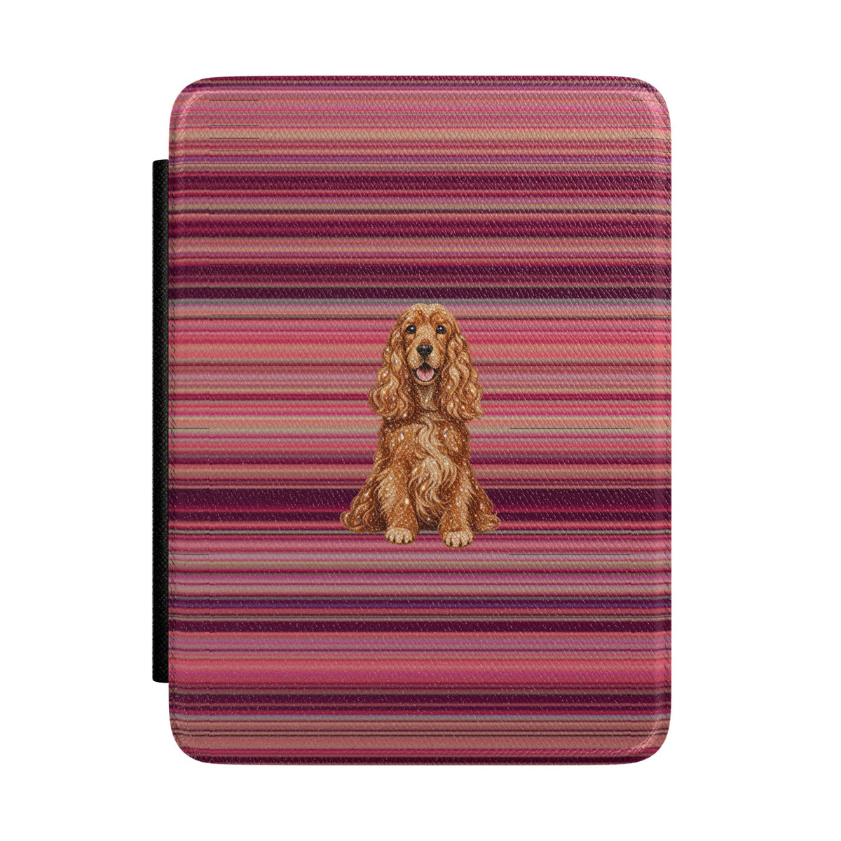 BURGUNDY STRIPES SPANIEL DOG KINDLE CASE HARDCOVER