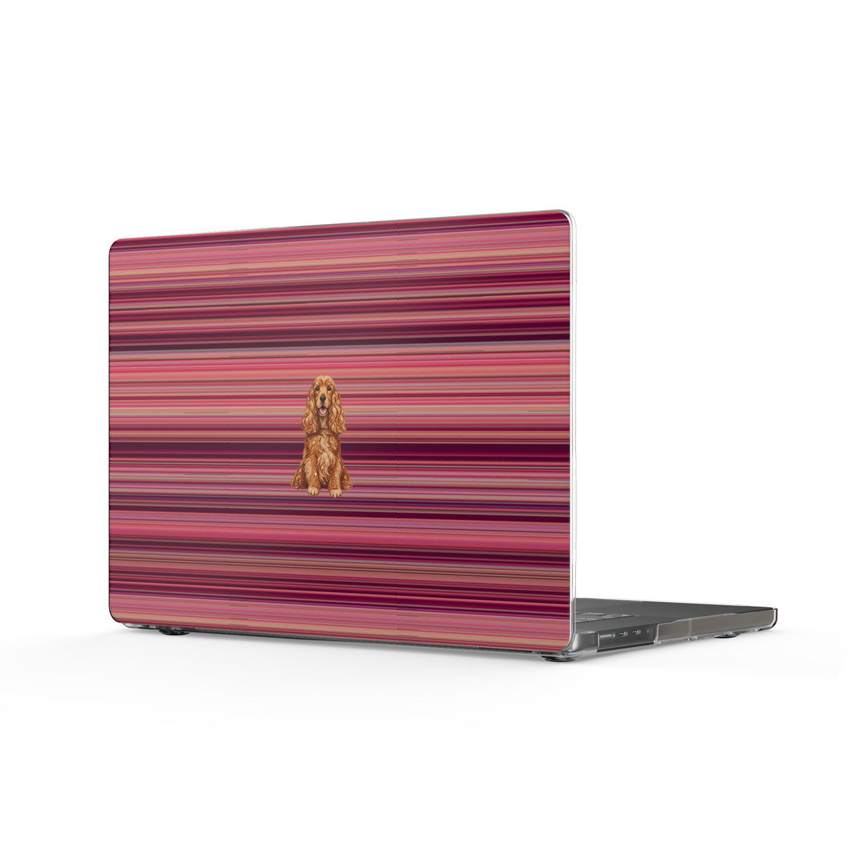 BURGUNDY STRIPES SPANIEL DOG MACBOOK COVERS