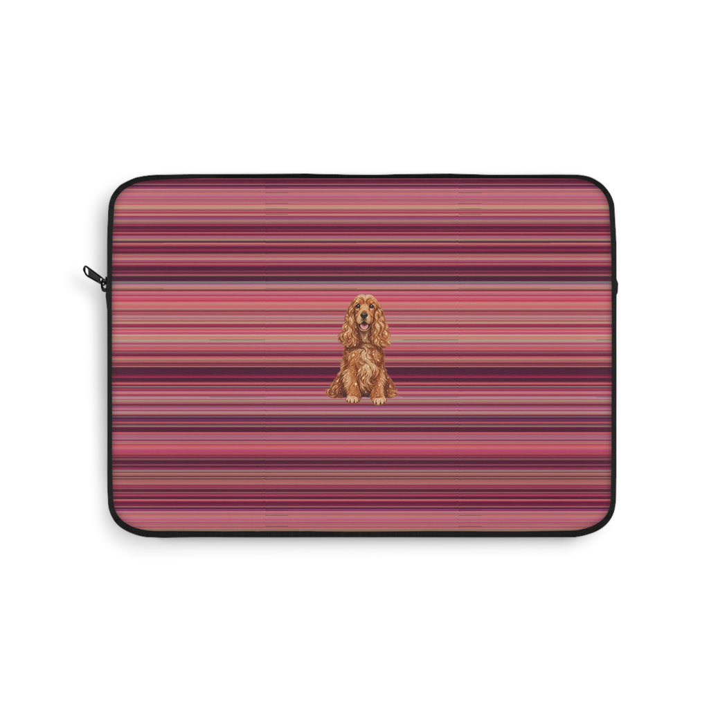 BURGUNDY STRIPES SPANIEL DOG KINDLE IPAD & LAPTOP SLEEVE