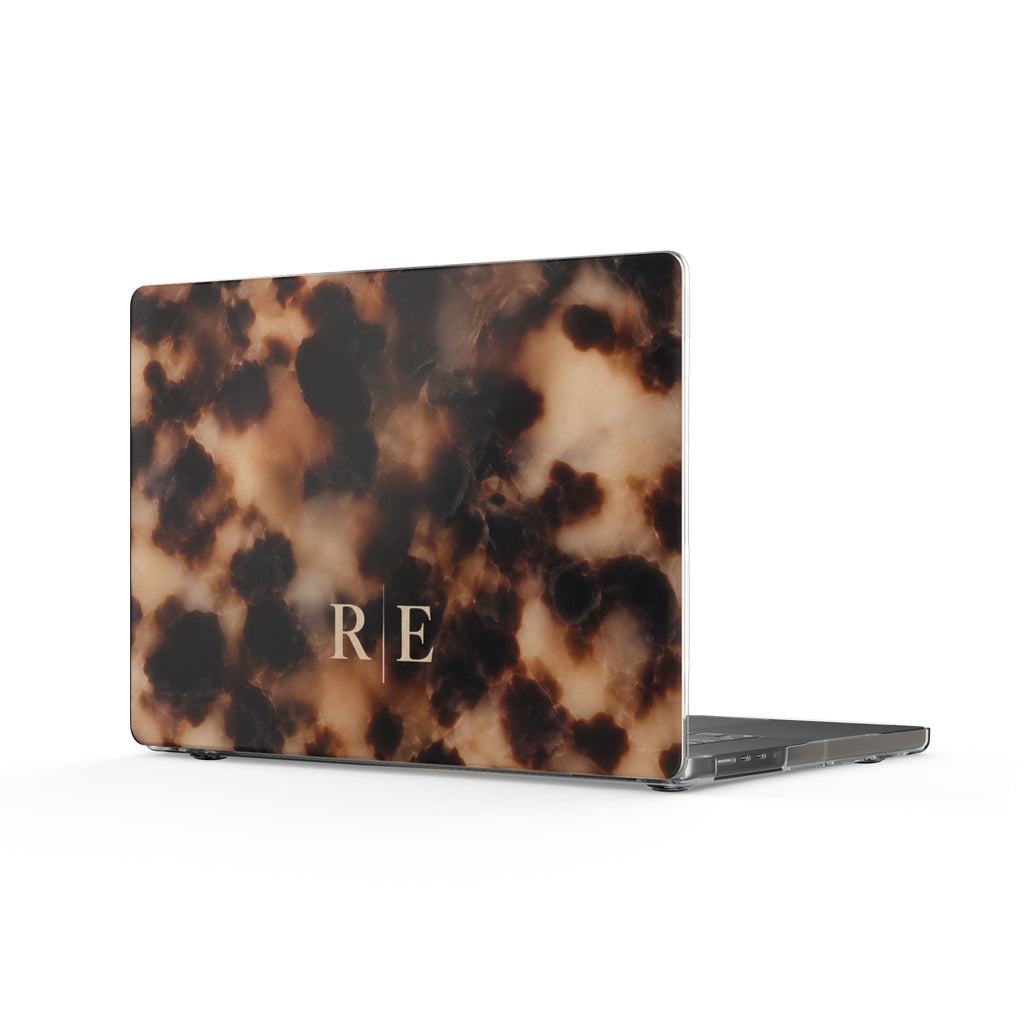 PERSONALIZED BROWN MARBLE TORTOISE SHELL MONOGRAM INITIALS CUSTOM MACBOOK COVERS
