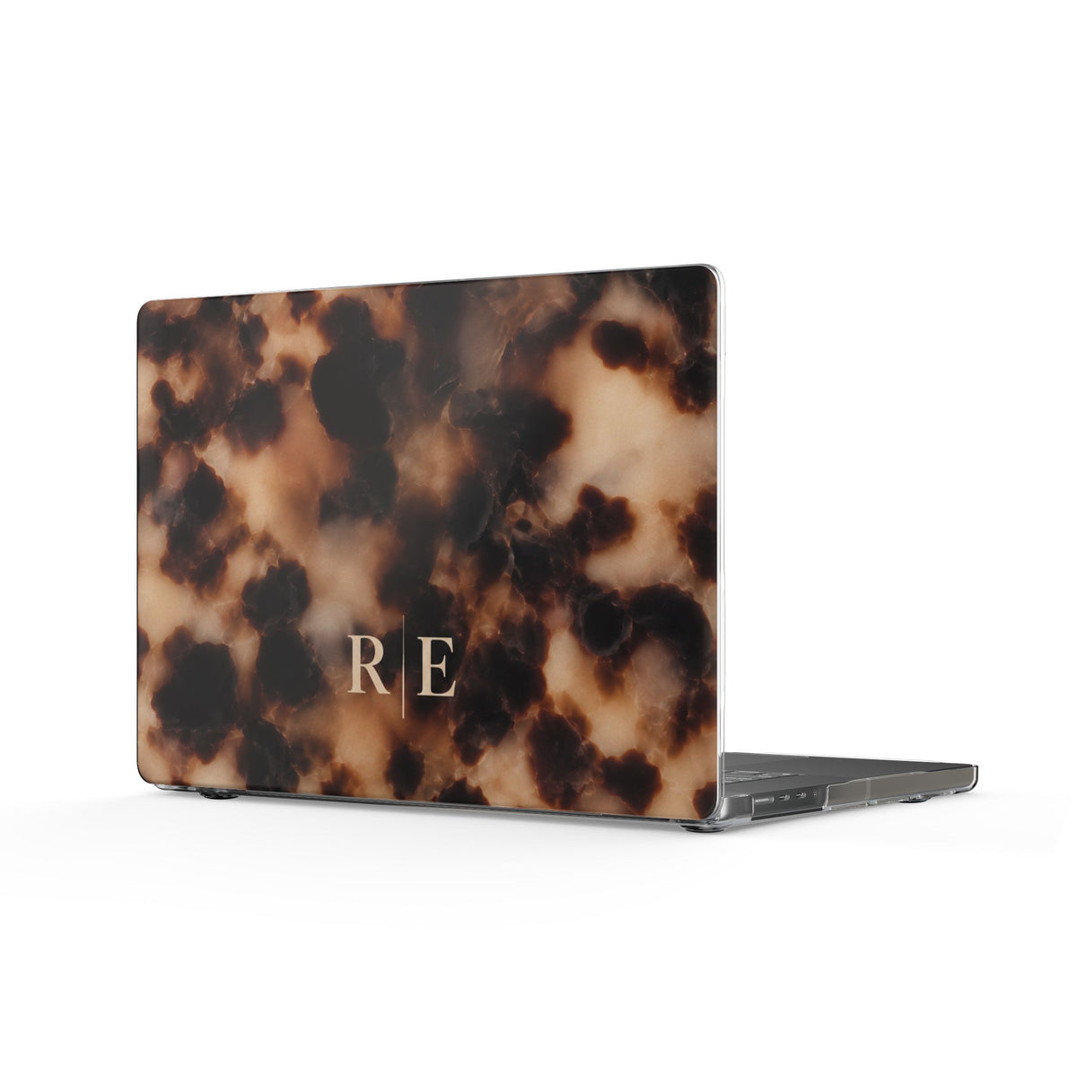PERSONALIZED BROWN MARBLE TORTOISE SHELL MONOGRAM INITIALS CUSTOM MACBOOK COVERS