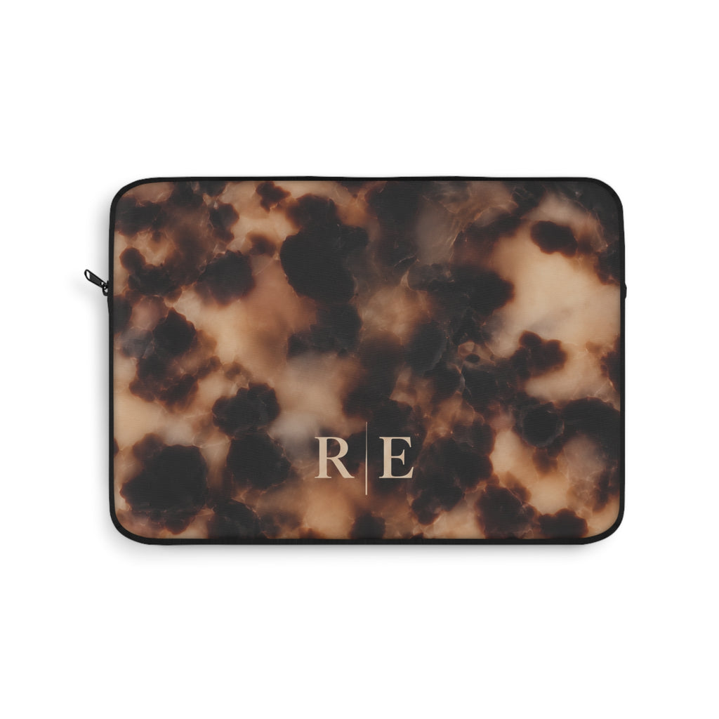 PERSONALIZED BROWN MARBLE TORTOISE SHELL MONOGRAM INITIALS CUSTOM KINDLE IPAD & LAPTOP SLEEVE