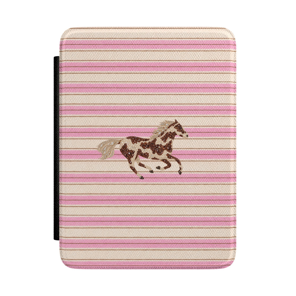 BUBBLEGUM CAFÉ STRIPES HORSE KINDLE CASE HARDCOVER