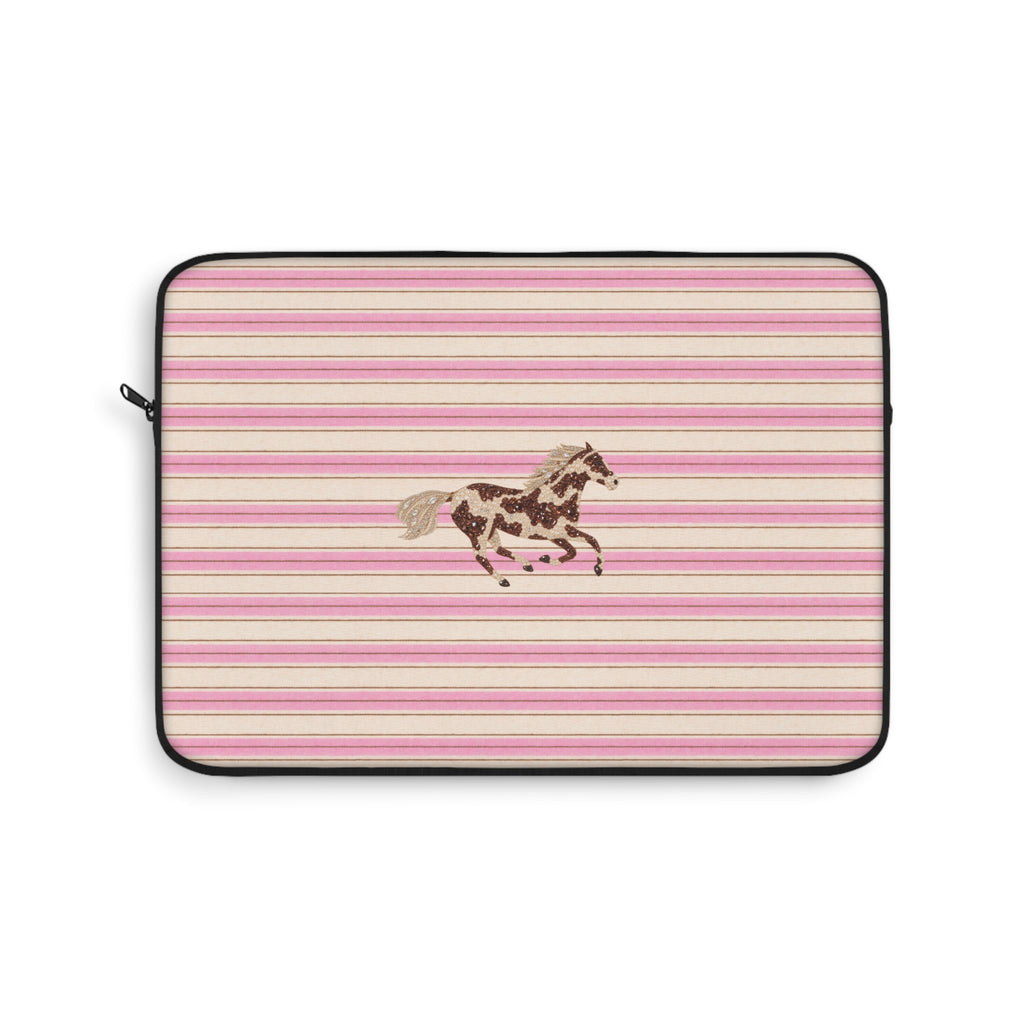 BUBBLEGUM CAFÉ STRIPES HORSE KINDLE IPAD & LAPTOP SLEEVE