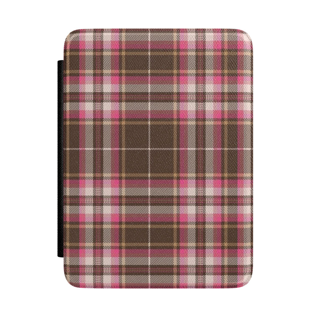 CHOCOLATE RASPBERRY TARTAN PLAID KINDLE CASE HARDCOVER