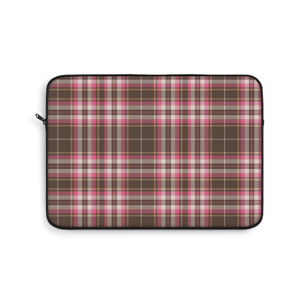CHOCOLATE RASPBERRY TARTAN PLAID KINDLE IPAD & LAPTOP SLEEVE