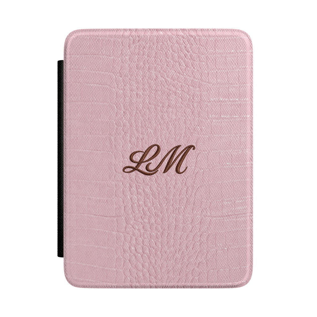 PERSONALIZED BABY PINK CROC MONOGRAM INITIALS CUSTOM NAME KINDLE CASE HARDCOVER