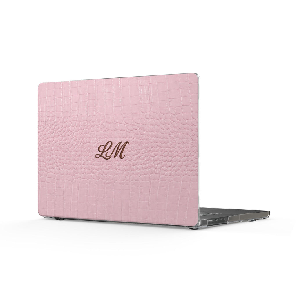 PERSONALIZED BABY PINK CROC MONOGRAM INITIALS CUSTOM NAME MACBOOK COVERS