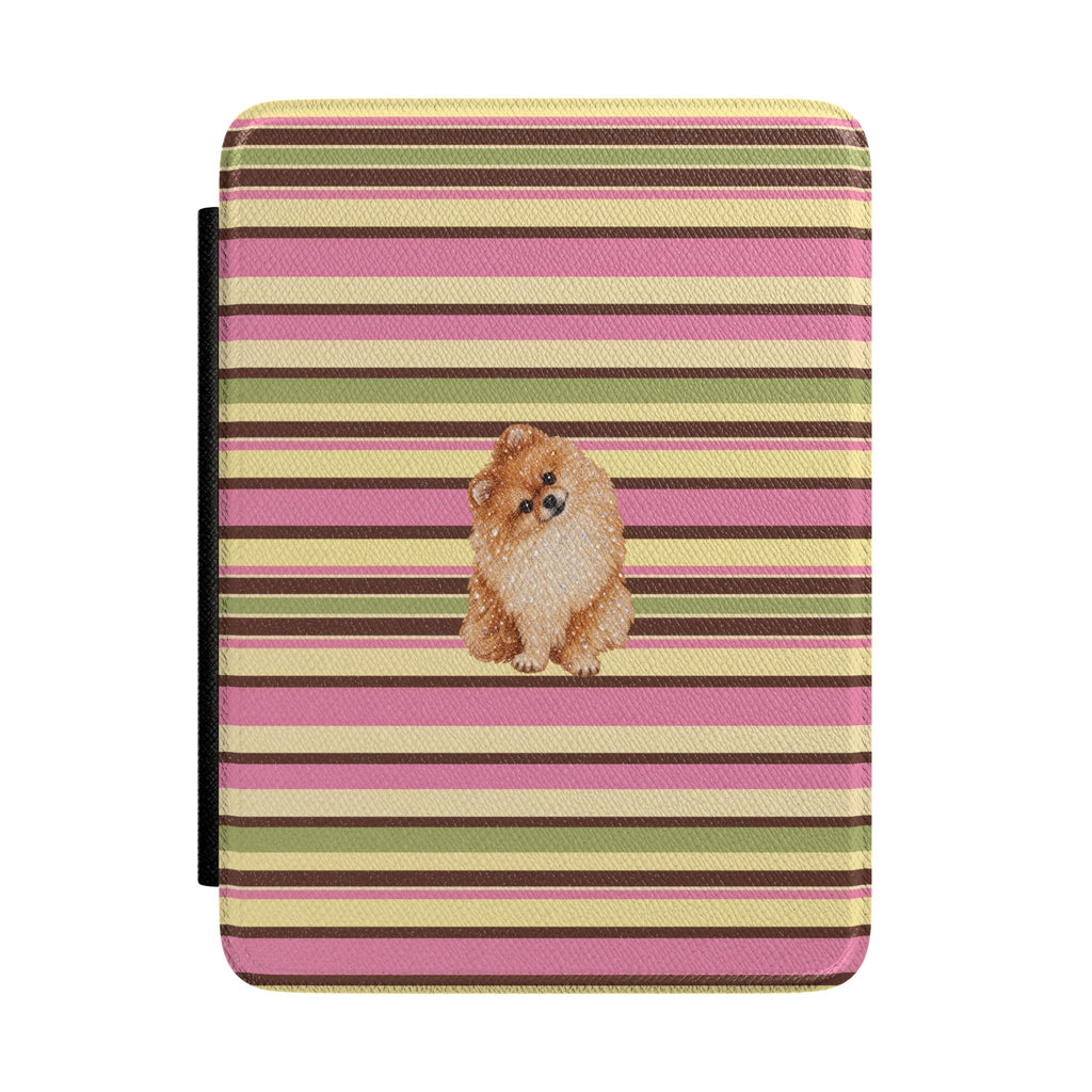 PICNIC STRIPES POMERANIAN DOG KINDLE CASE HARDCOVER