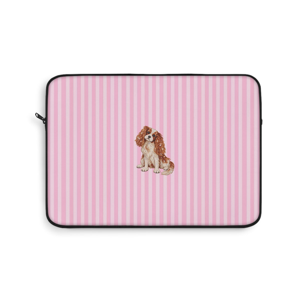 PINK STRIPES KING CHARLES CAVALIER DOG KINDLE IPAD & LAPTOP SLEEVE