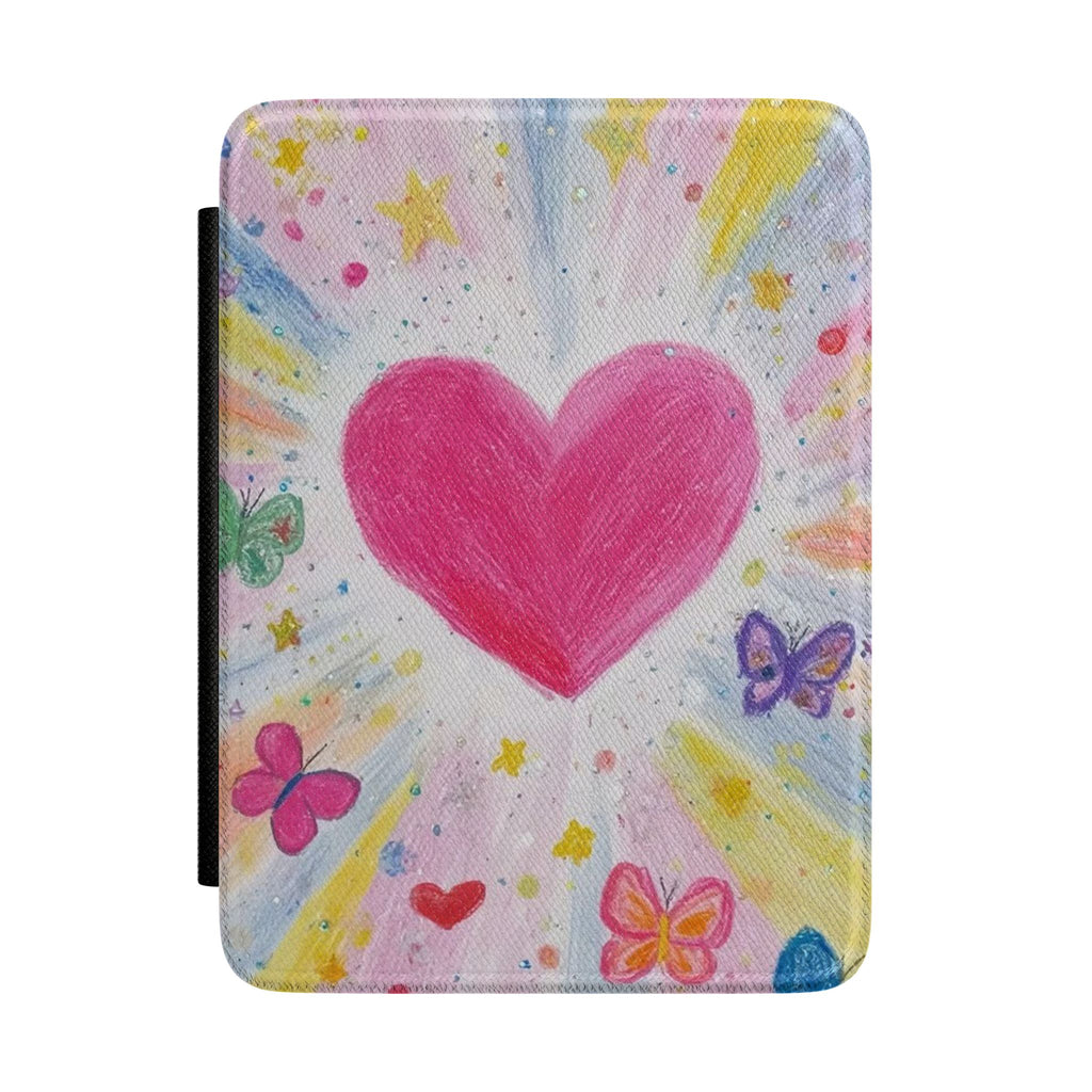 PINK WHIMSY HEART BUTTERFLIES KINDLE CASE HARDCOVER