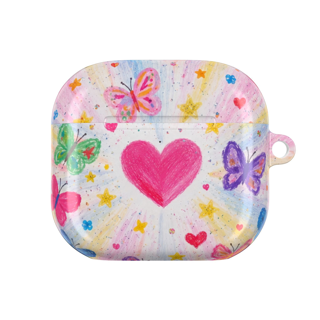 PINK WHIMSY HEART BUTTERFLIES AIRPOD CASE