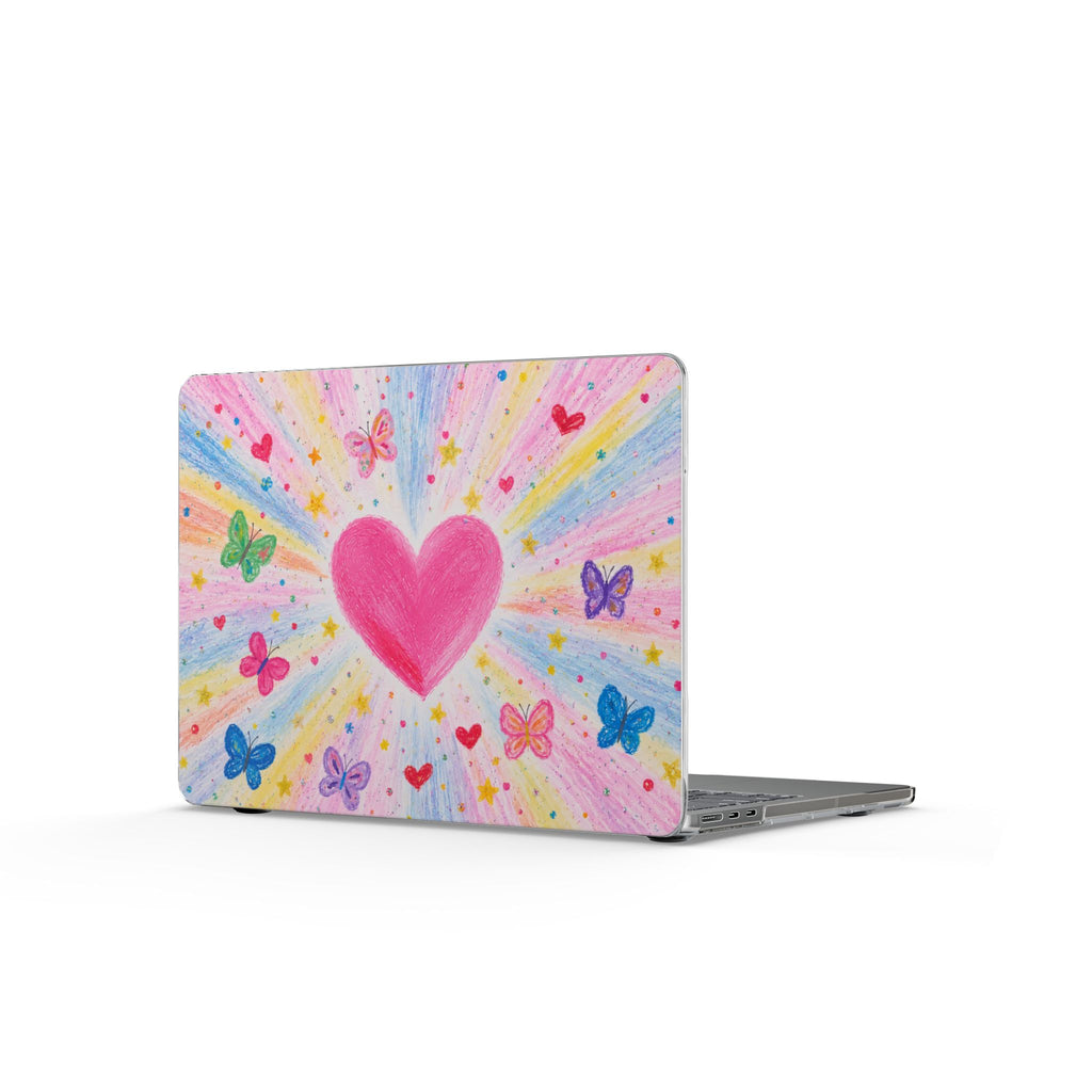 PINK WHIMSY HEART BUTTERFLIES MACBOOK COVERS