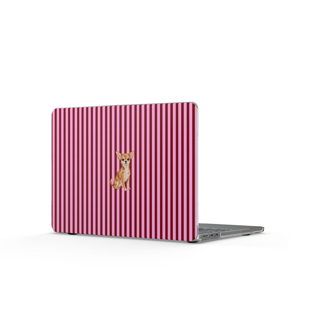 BURGUNDY PINK STRIPES CHIHUAHUA MACBOOK COVERS