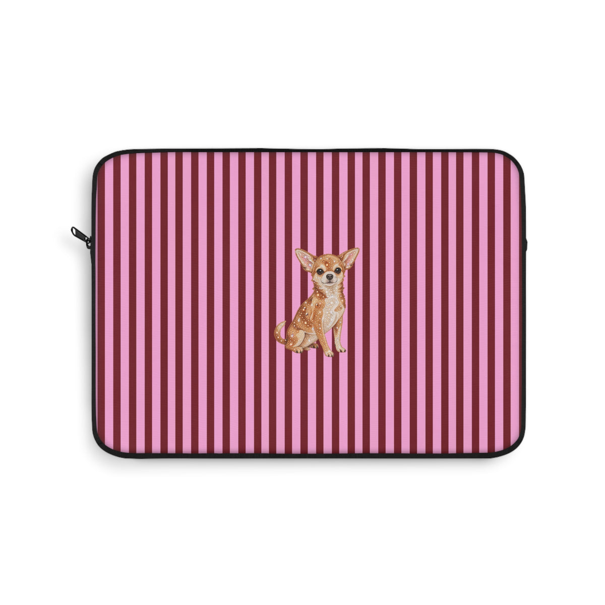 BURGUNDY PINK STRIPES CHIHUAHUA KINDLE IPAD & LAPTOP SLEEVE