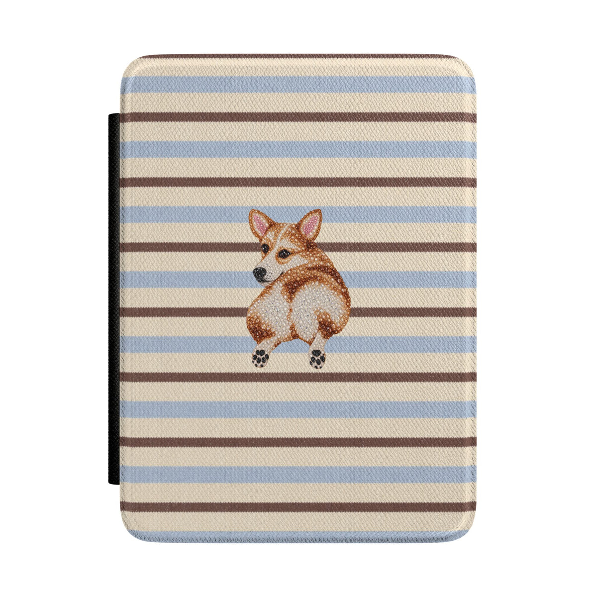 HONEY BROWN STRIPES CORGI KINDLE CASE HARDCOVER