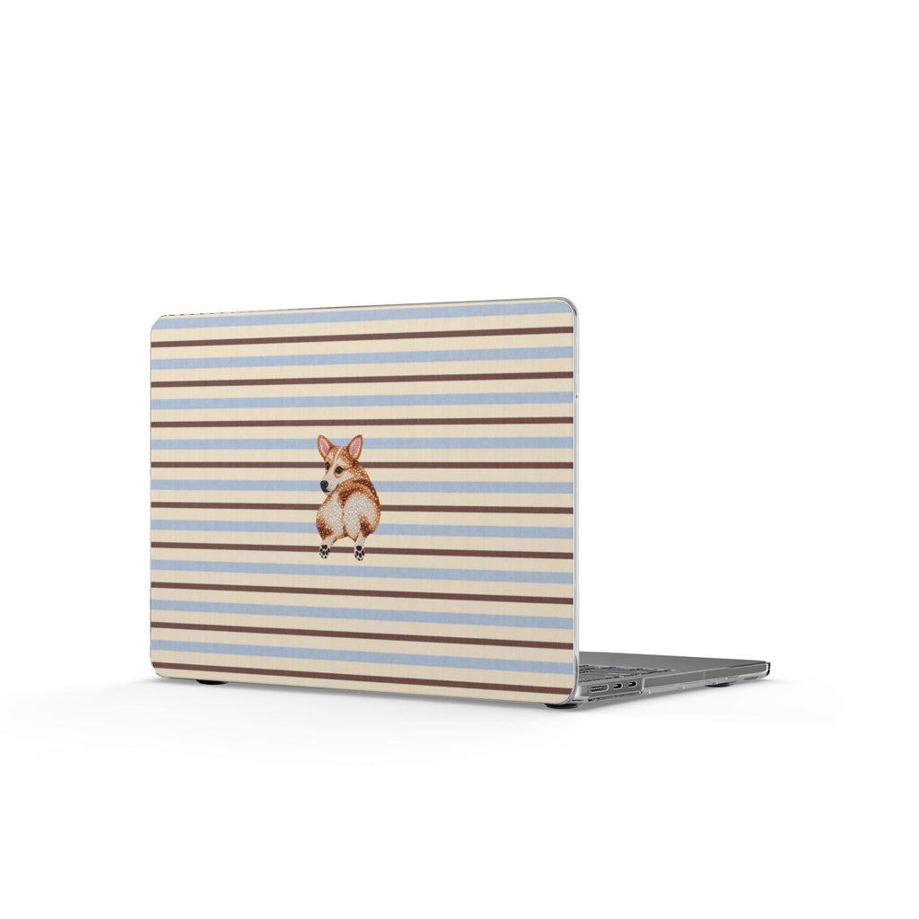 HONEY BROWN STRIPES CORGI MACBOOK COVERS