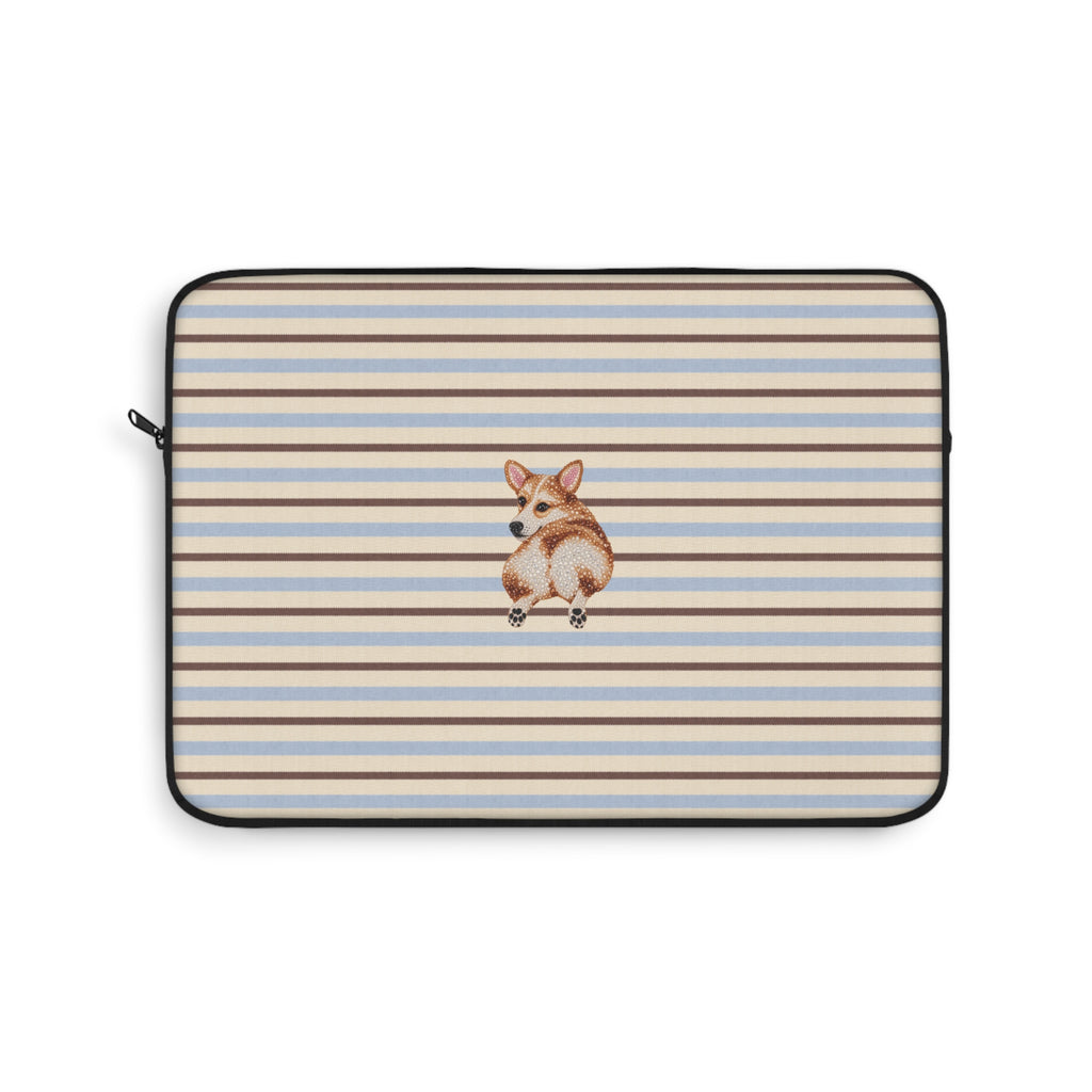HONEY BROWN STRIPES CORGI IPAD & LAPTOP SLEEVE