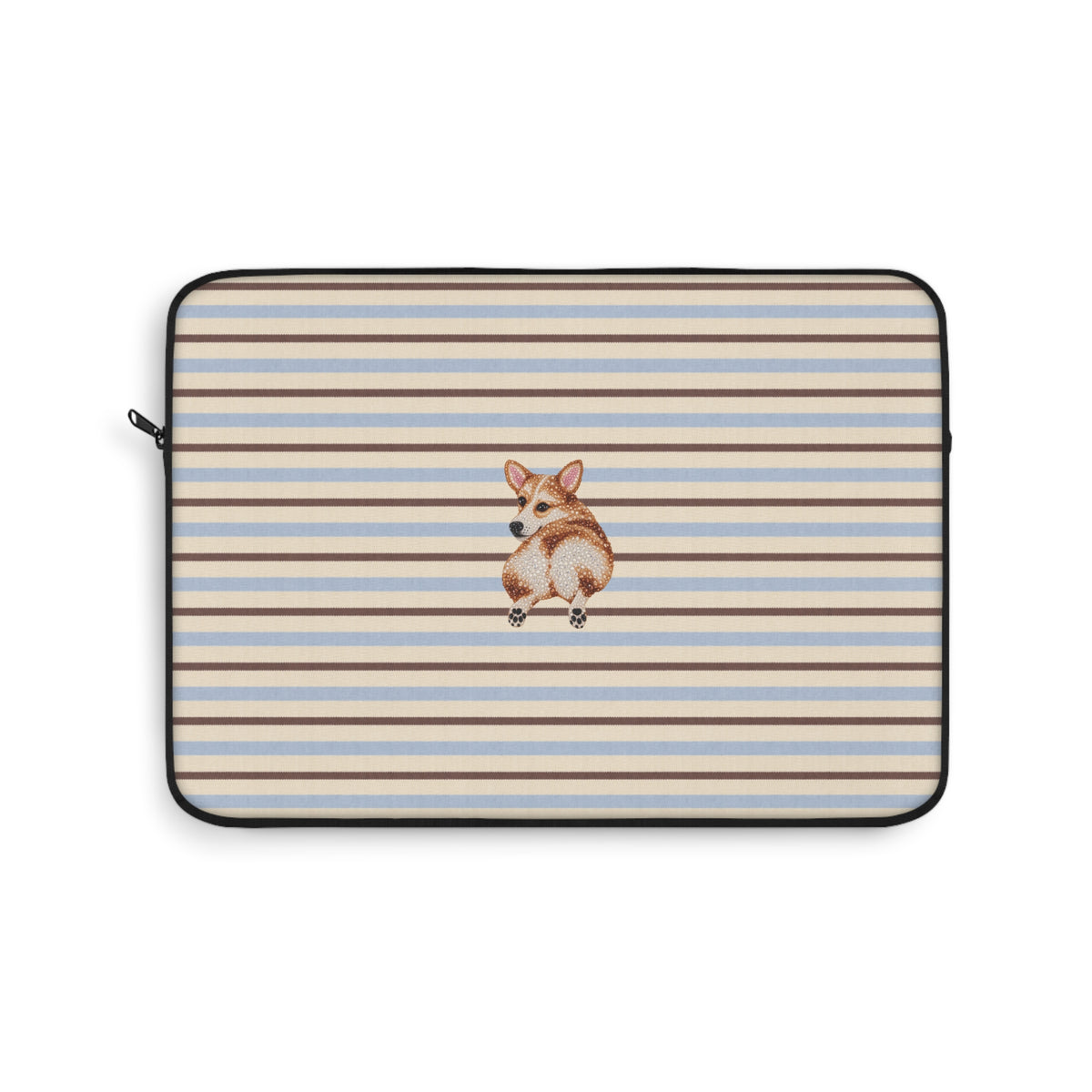 HONEY BROWN STRIPES CORGI IPAD & LAPTOP SLEEVE
