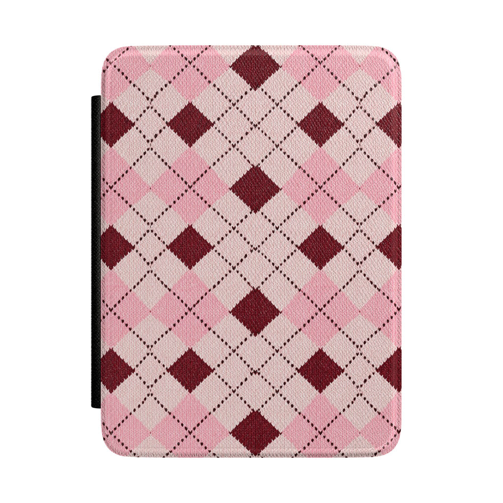 BURGUNDY ARGYLE KINDLE CASE HARDCOVER