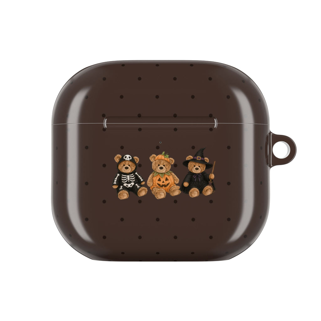 BROWN POLKA DOTS HALLOWEEN TEDDY BEARS AIRPOD CASE