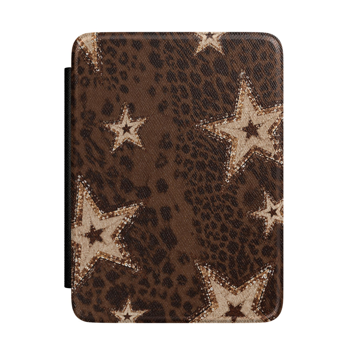 BROWN LEOPARD GOLD STARS KINDLE CASE HARDCOVER