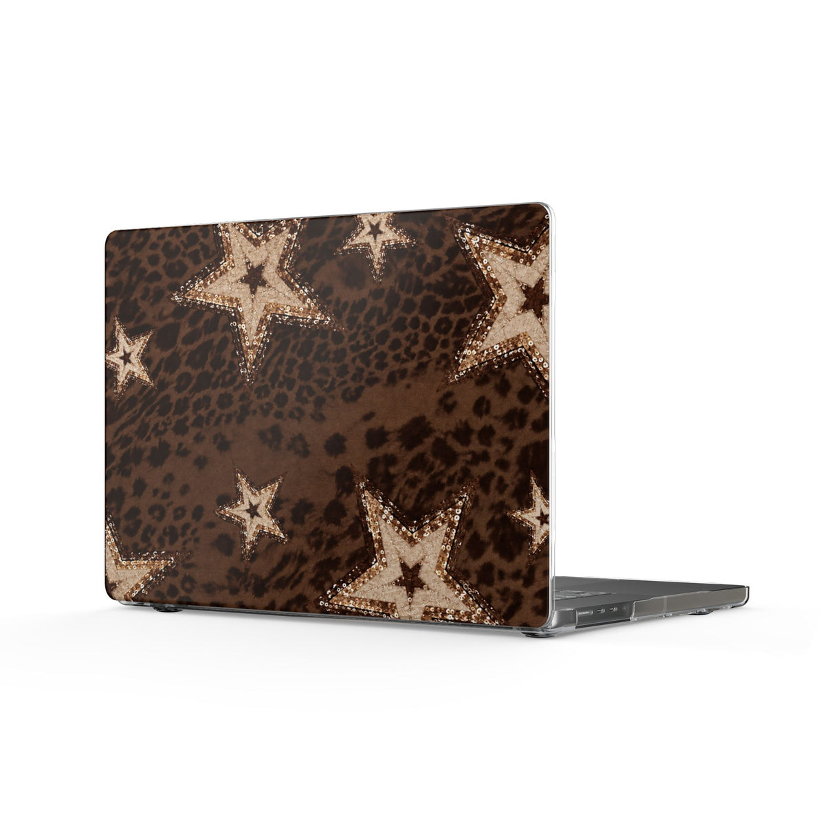 BROWN LEOPARD GOLD STARS MACBOOK COVERS